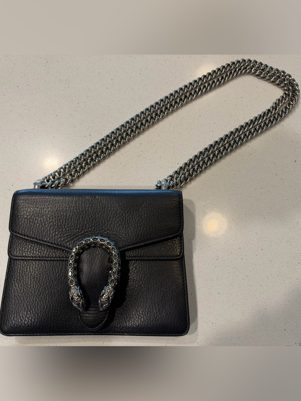 Gucci Black Leather Crossbody with Silver Double-Headed Horsebit